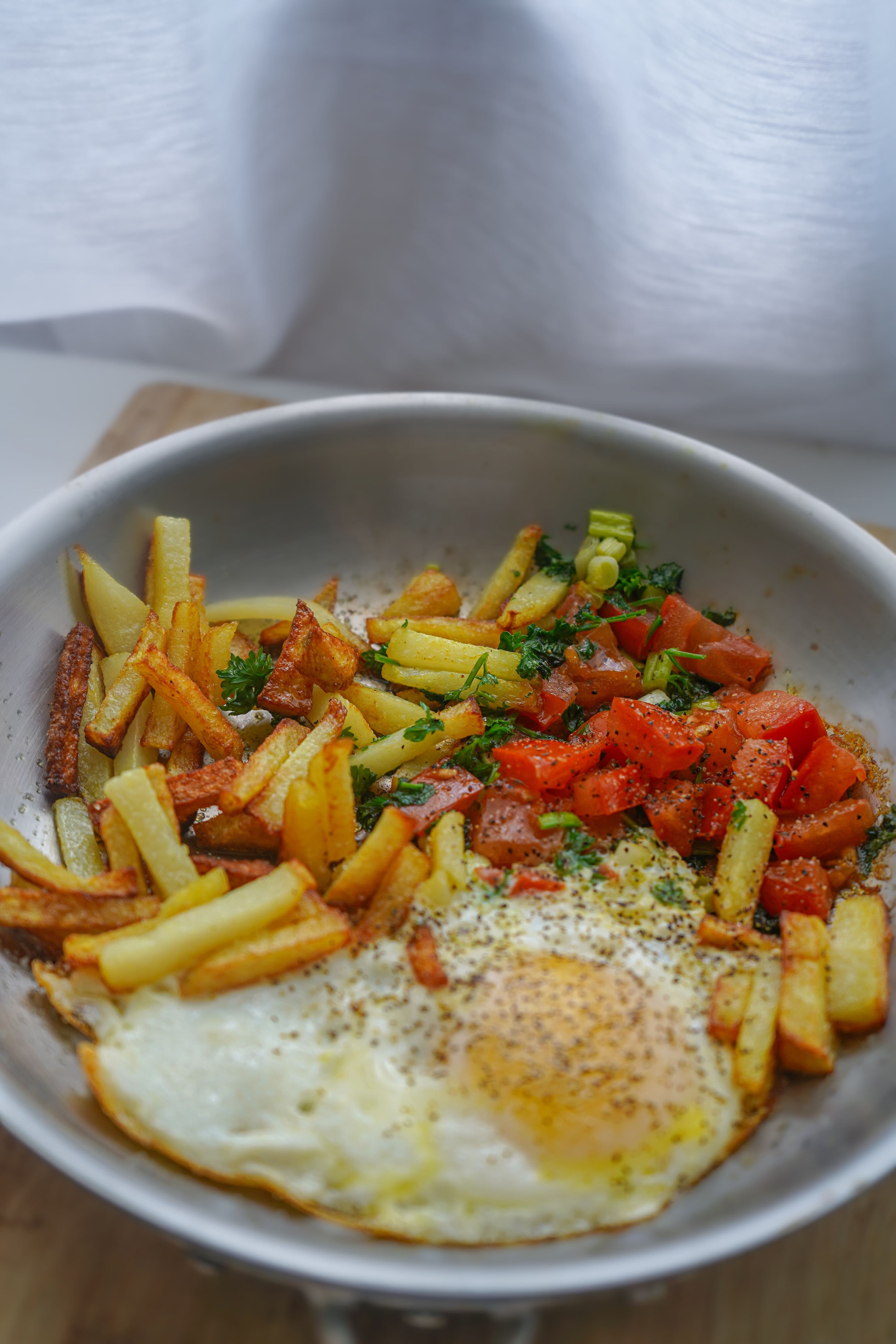 Huevos con patatas fritas